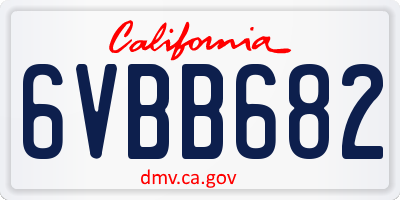CA license plate 6VBB682