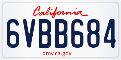 CA license plate 6VBB684