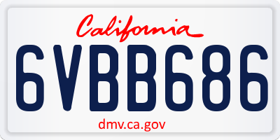 CA license plate 6VBB686