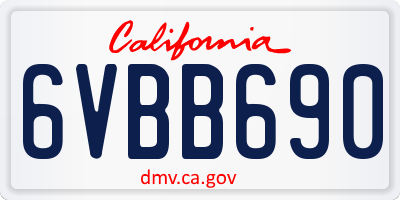 CA license plate 6VBB690