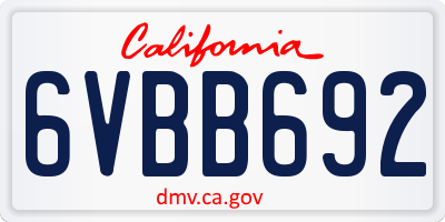 CA license plate 6VBB692