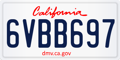 CA license plate 6VBB697