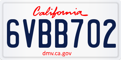 CA license plate 6VBB702