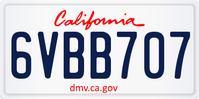 CA license plate 6VBB707