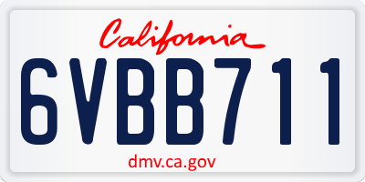 CA license plate 6VBB711
