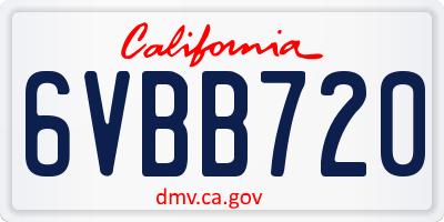 CA license plate 6VBB720