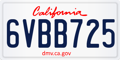 CA license plate 6VBB725