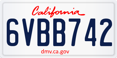 CA license plate 6VBB742