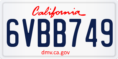 CA license plate 6VBB749