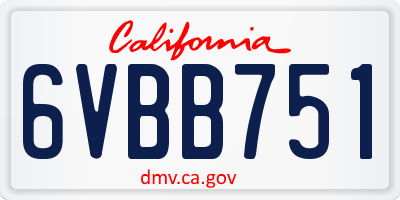 CA license plate 6VBB751