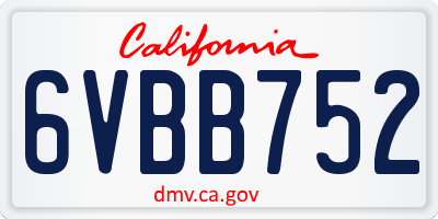 CA license plate 6VBB752
