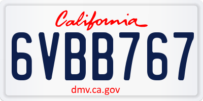 CA license plate 6VBB767
