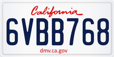 CA license plate 6VBB768