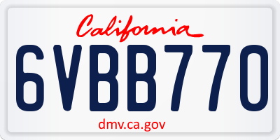 CA license plate 6VBB770