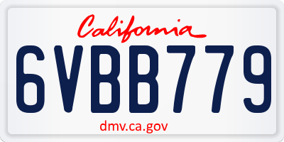 CA license plate 6VBB779