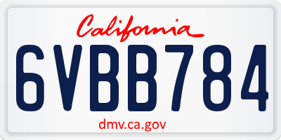 CA license plate 6VBB784