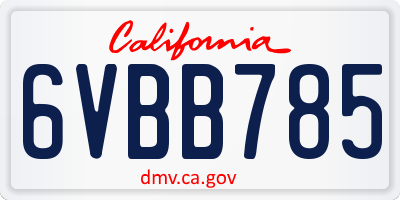 CA license plate 6VBB785