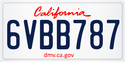CA license plate 6VBB787