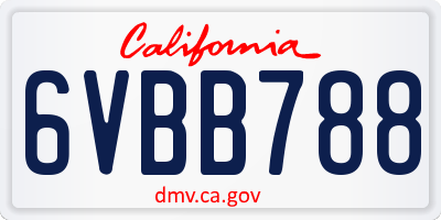 CA license plate 6VBB788