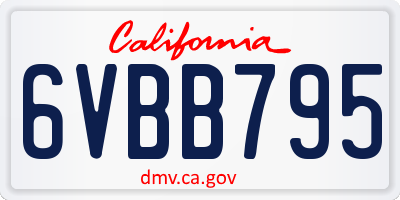 CA license plate 6VBB795