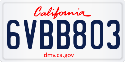 CA license plate 6VBB803