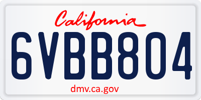 CA license plate 6VBB804