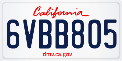 CA license plate 6VBB805