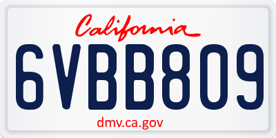 CA license plate 6VBB809