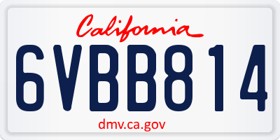 CA license plate 6VBB814