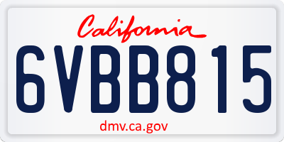 CA license plate 6VBB815