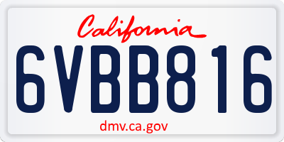 CA license plate 6VBB816