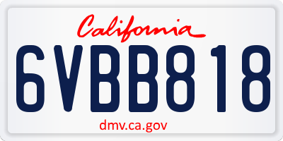 CA license plate 6VBB818