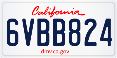 CA license plate 6VBB824