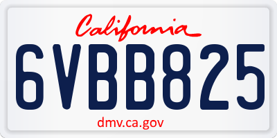 CA license plate 6VBB825