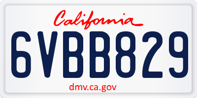 CA license plate 6VBB829