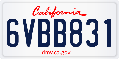 CA license plate 6VBB831