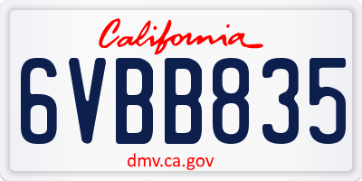 CA license plate 6VBB835