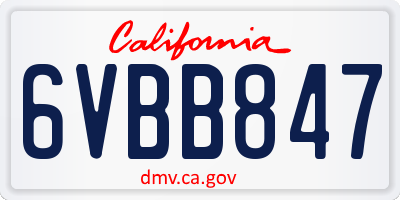 CA license plate 6VBB847