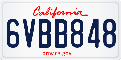 CA license plate 6VBB848