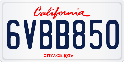CA license plate 6VBB850