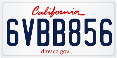 CA license plate 6VBB856