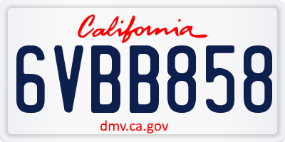 CA license plate 6VBB858