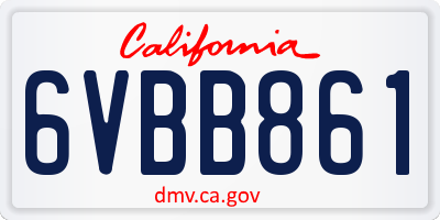 CA license plate 6VBB861