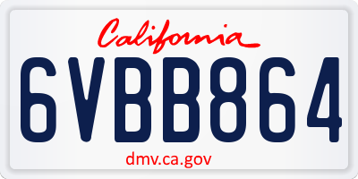 CA license plate 6VBB864