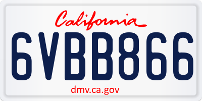 CA license plate 6VBB866