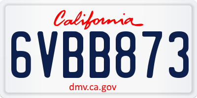 CA license plate 6VBB873