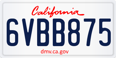 CA license plate 6VBB875