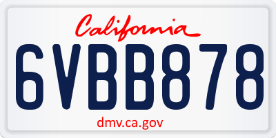 CA license plate 6VBB878