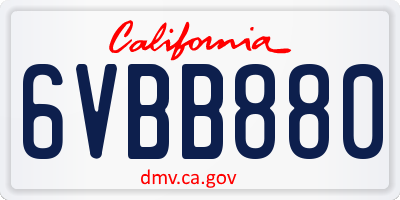 CA license plate 6VBB880