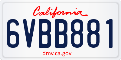 CA license plate 6VBB881
